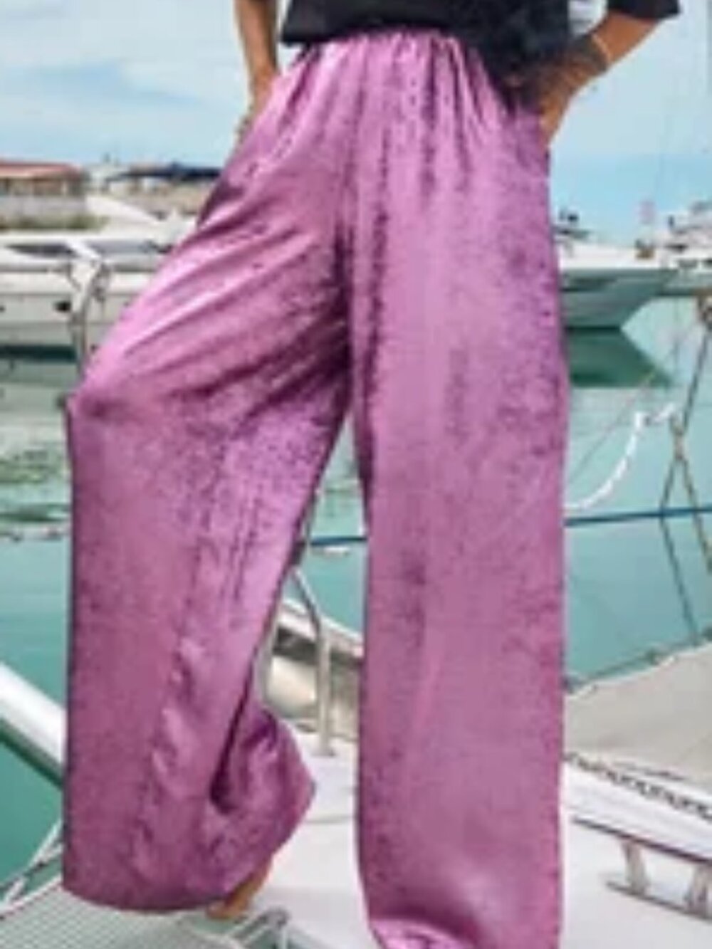 VTG 90s Karen Kane Metallic Shimmer Wide Leg Pants, Size S / M